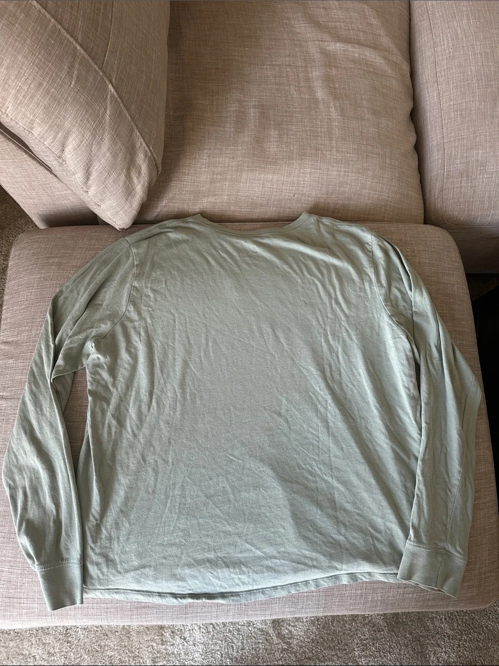 Nike Long Sleeve Crew Tee in Sage Green with White Swoosh - 100% Cotton